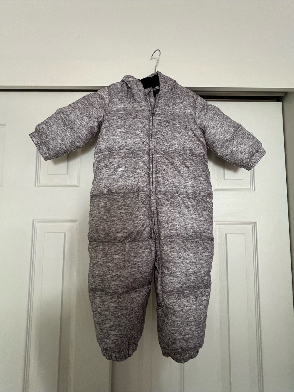 Kids Hooded One-Piece Snowsuit in Heather Gray